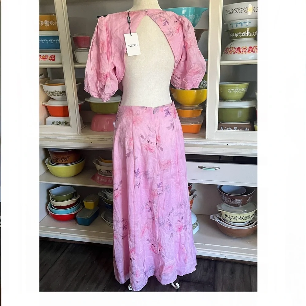 Bardot Malina Floral Midi Dress In Pink Flora - Size 8